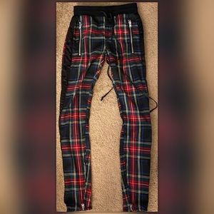 plaid zippered joggers